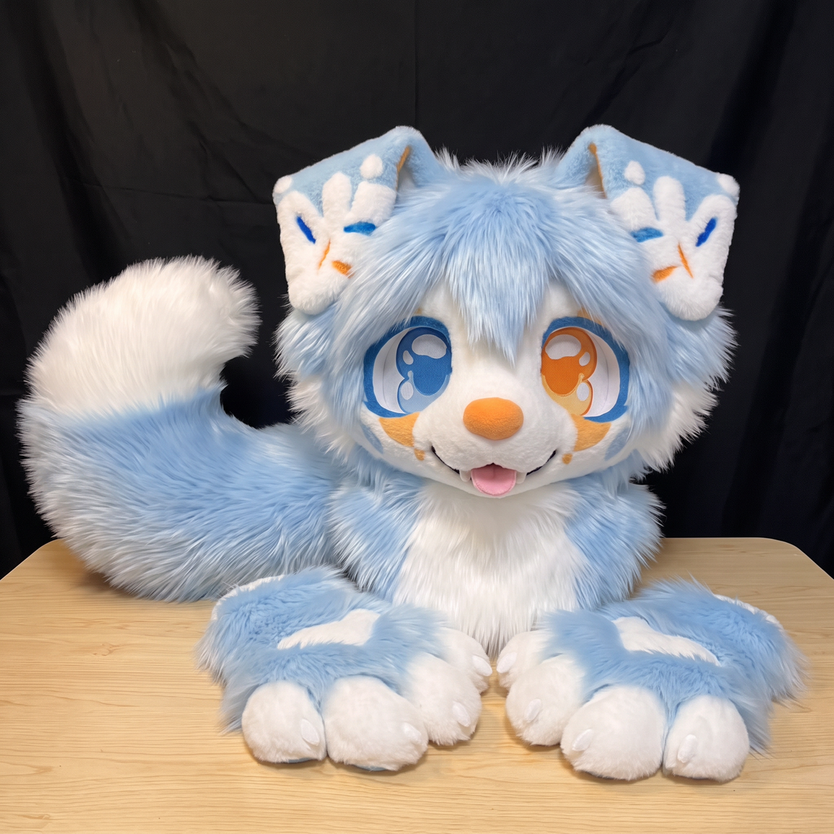 Blue K9 Fursuit Head & Paws Set, Custom Cute Puppy Furry Costume, Handmade Dog Kemono Mask, Therian Cosplay Tail
