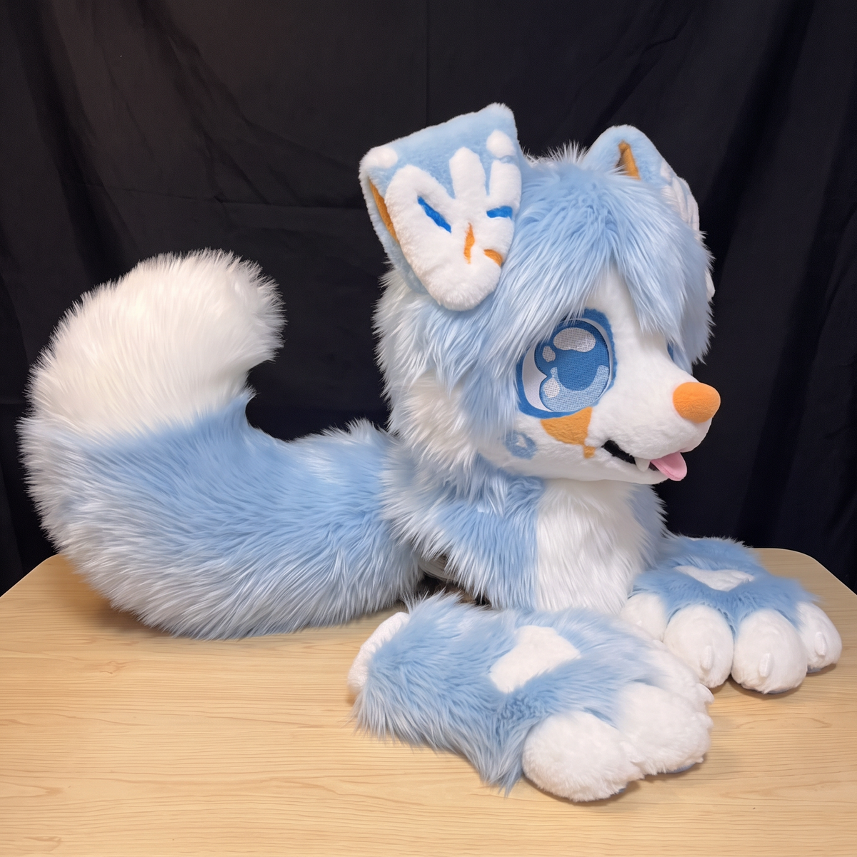 Blue K9 Fursuit Head & Paws Set, Custom Cute Puppy Furry Costume, Handmade Dog Kemono Mask, Therian Cosplay Tail